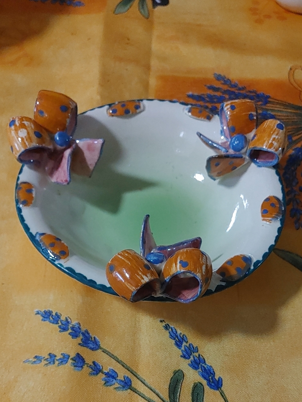 Vintage La Berica Decorative Bowl with Orange Floral Accents